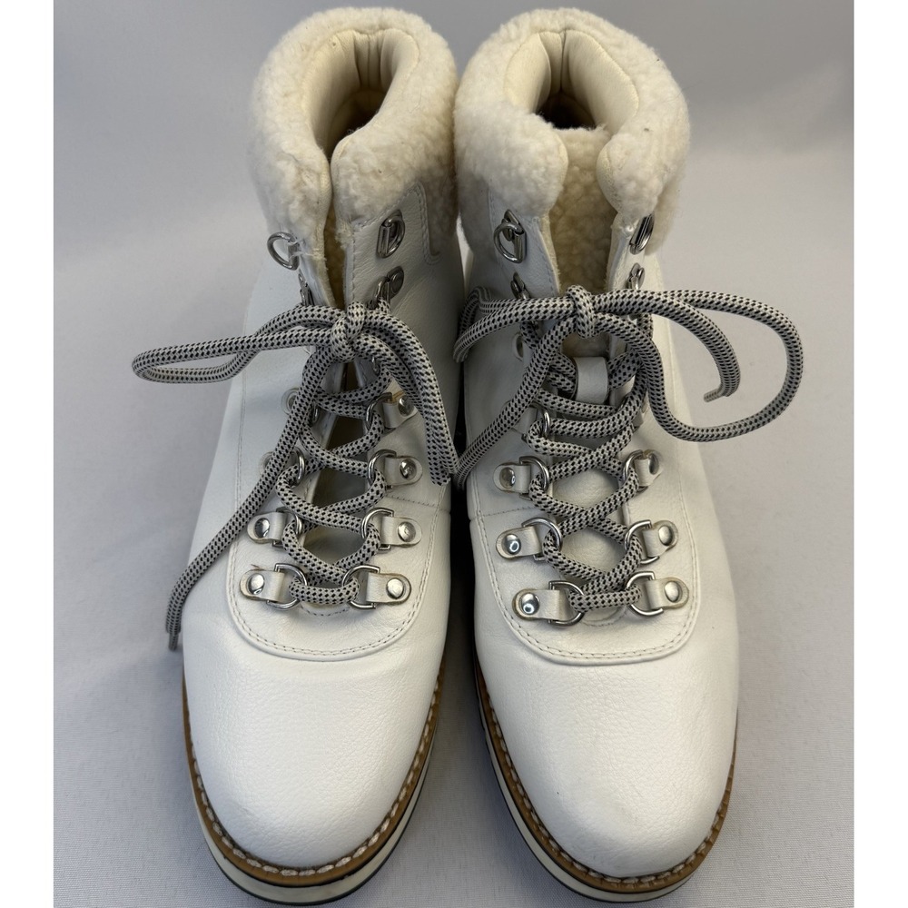 White Mountain Boots Womens Size 9 M White Faux Furâ Hiker Ankle Lace Up WI29455